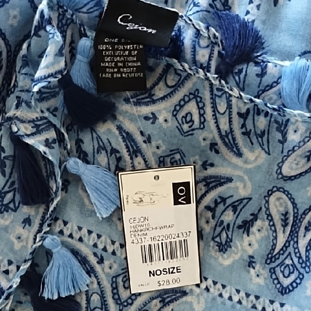 Cejon Blue Paisley Scarf NWT!